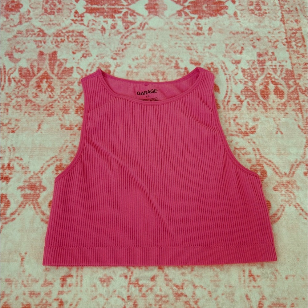 Garage Fuchsia Ribbed Crop Top